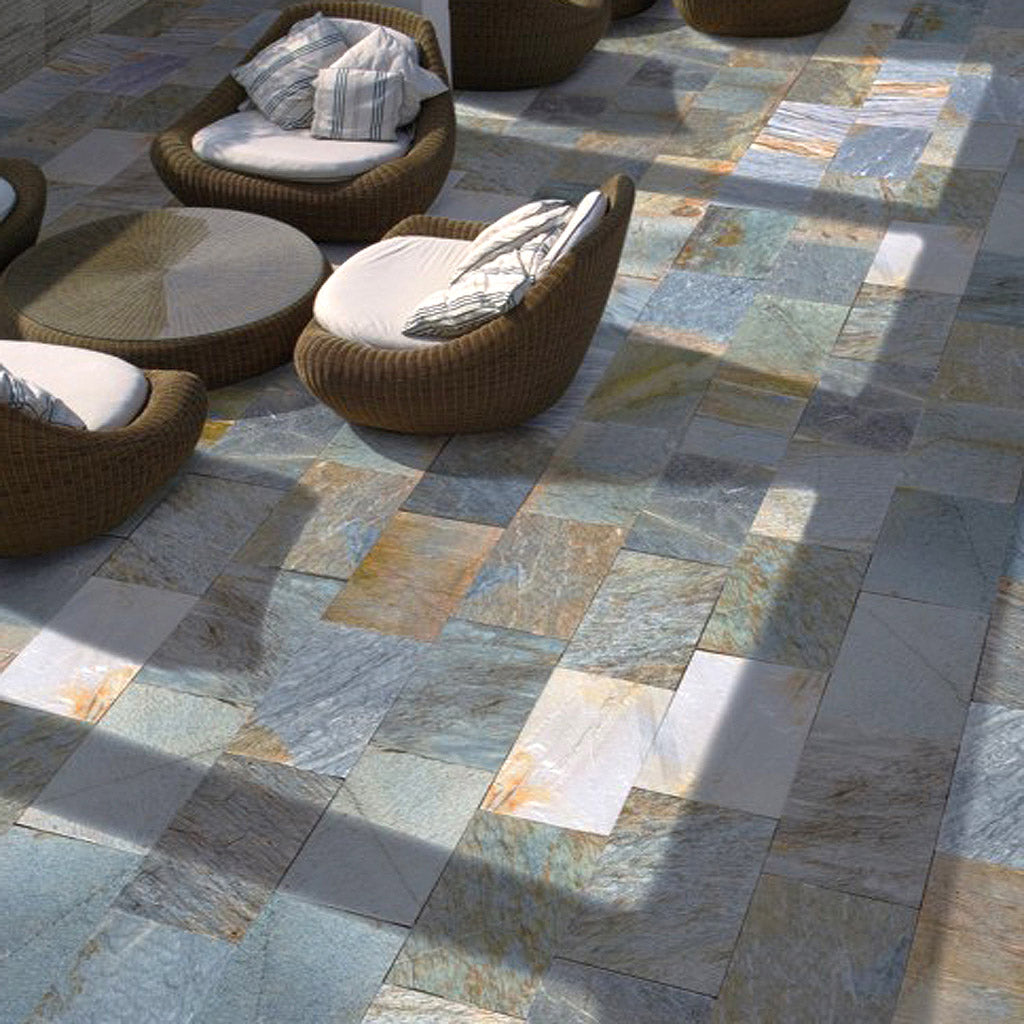 Subway Flooring Design Natural Stone Tiles Gold White Quartzite