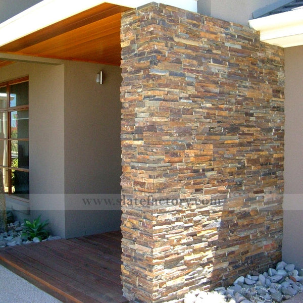 california gold stacked stone wall siding