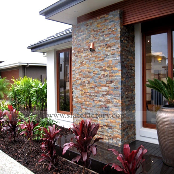 gold rush stacked stone veneers home facade