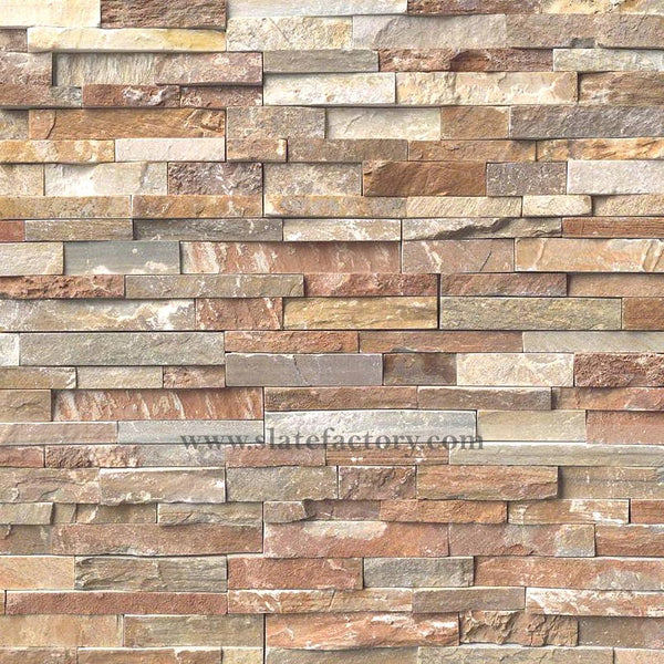 golden white stacked stone panels