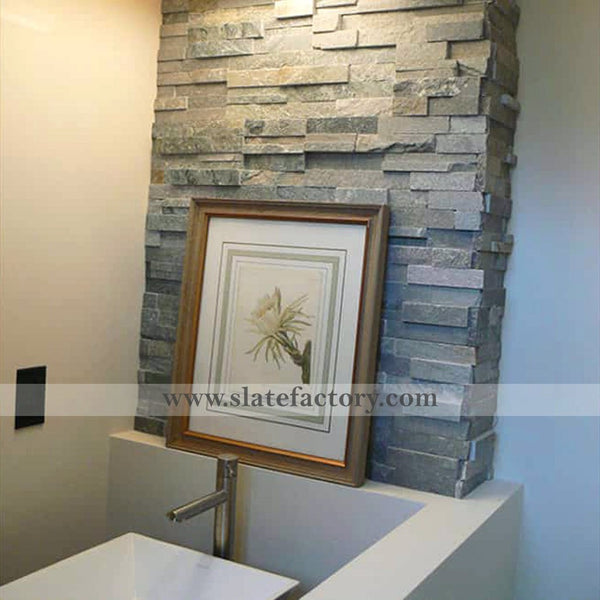 Silver Grey Ledger Panel Vanity Backsplash