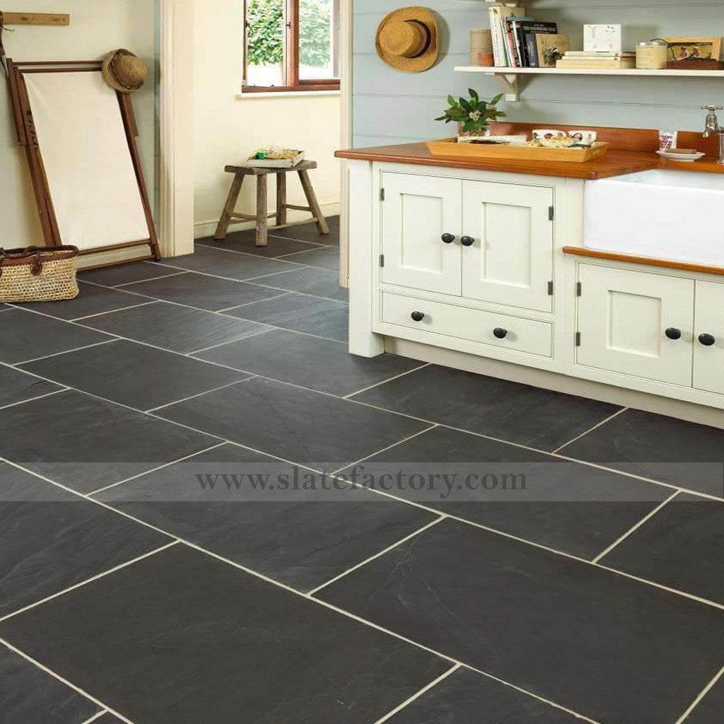 Split Slate Floor Tile | Black Slate Subway Tile | Black Slate Kitchen Floor  – Wandon Stone, image size:1024x1024