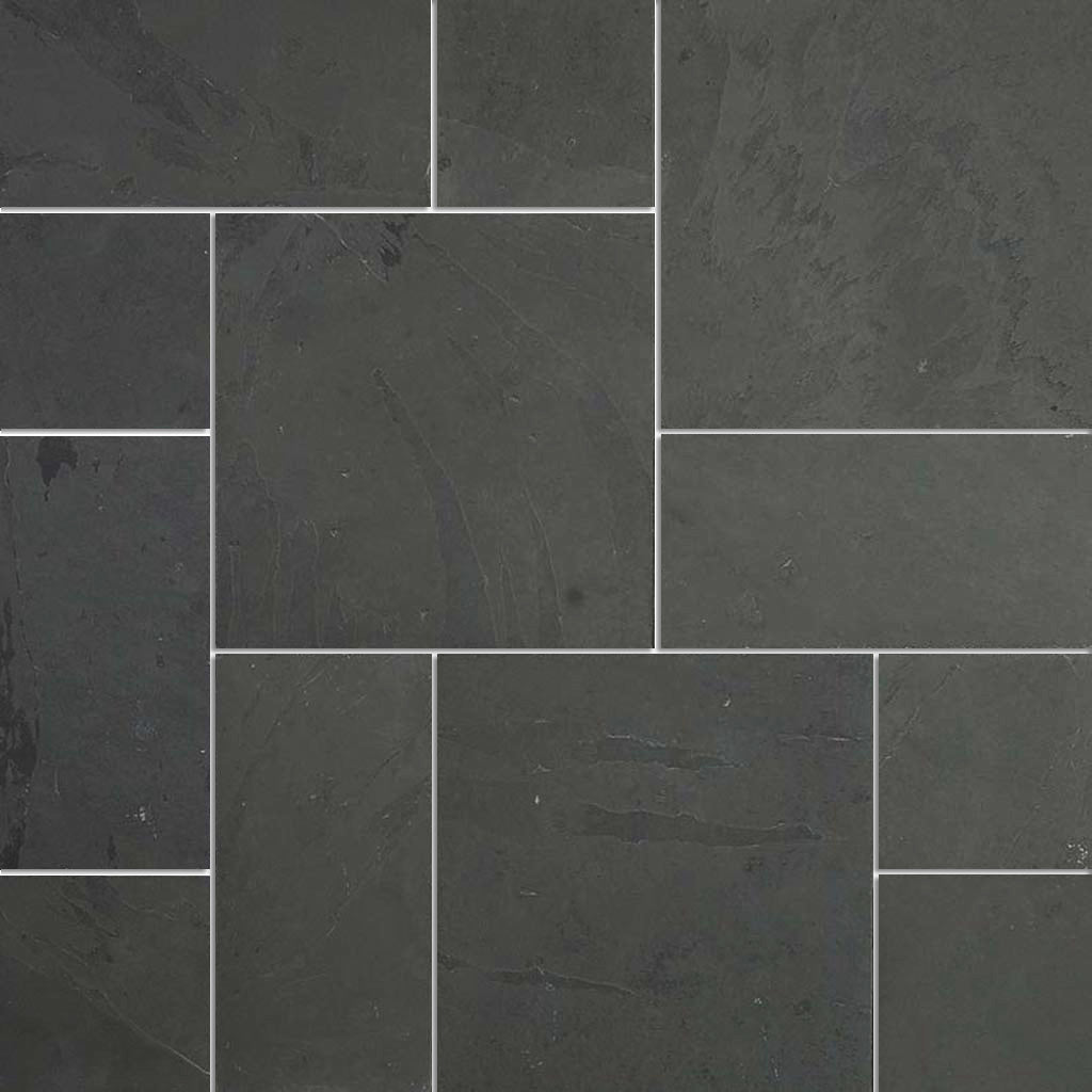 French Pattern Designs Black Slate Tiles
