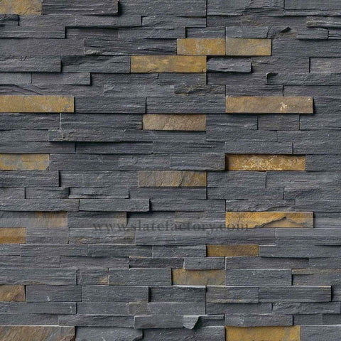 Charcoal Rust Stacked Stone Panels Split Face 6x24