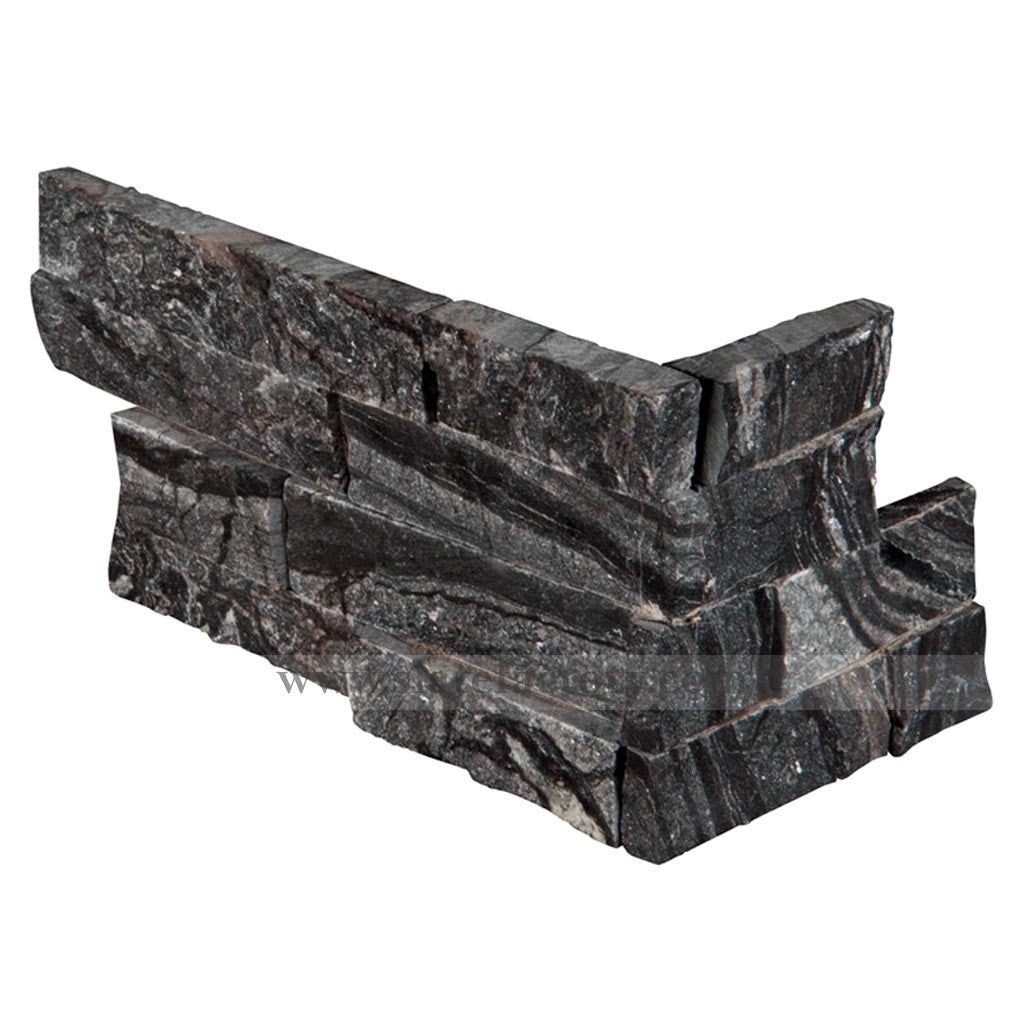 Glacial Black Stacked Stone Panels 6x24 | Real Natural Stone Veneer ...