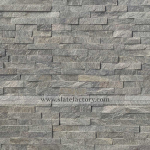 Silver Gray Stacked Stone Panels 6X24